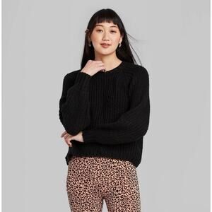 NEW Wild Fable Ebony Black Knit Pullover Sweater XS